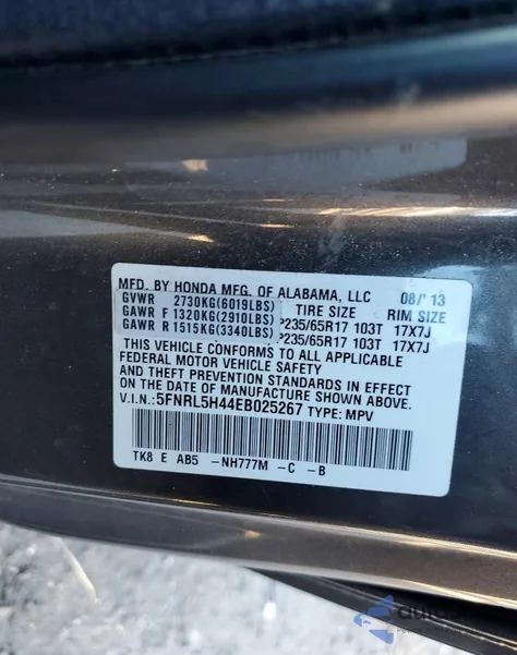 2014 Honda Odyssey Ex z USA, uszkodzony, nr VIN 5FNRL5H44EB025267